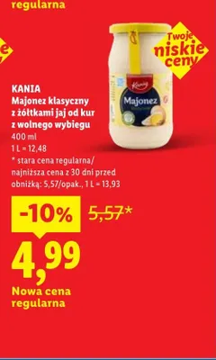 Majonez klasyczny z żółtkami jaj od kur z wolnego wybiegu Kania promocja w Lidl