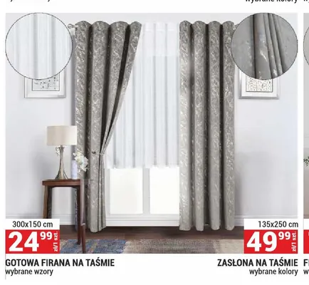 Gotowa firana na taśmie 300x150 cm promocja w Merkury Market