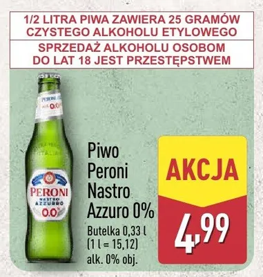 Piwo peroni nastro azzuro 0% promocja w Aldi
