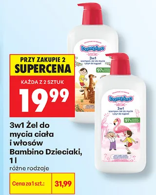 3w1 Żel do mycia ciała i włosów Bambino Dzieciaki promocja w Biedronka
