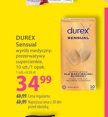 Prezerwatywy Durex Sensual promocja w Hebe