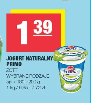 Jogurt naturalny Primo Zott promocja w SPAR