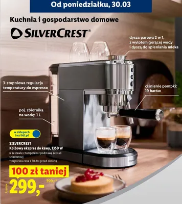 Kolbowy ekspres do kawy, 1350 W promocja w Lidl