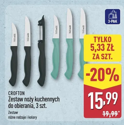 Zestaw noży kuchennych do obierania Crofton 3-pak promocja w Aldi