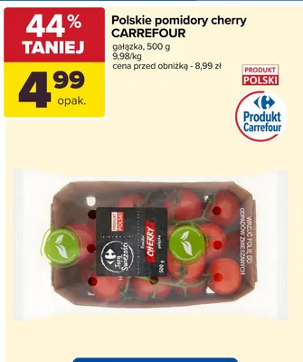 Pomidory cherry gałązka Carrefour polskie promocja w Carrefour