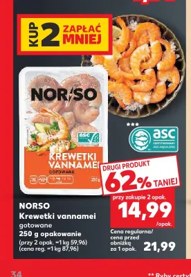 Krewetki vannamei gotowane NORSO promocja w Kaufland