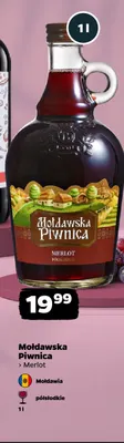 Wino czerwone Mołdawska Piwnica Merlot półsłodkie promocja w Netto