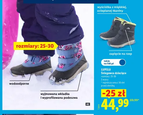 Śniegowce dziecięce Lupilu 25-30 promocja w Lidl