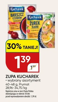 Zupa kucharek barszcz czerwony/żurek śląski promocja w Chata Polska