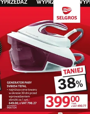 Generator pary Tefal promocja w Selgros