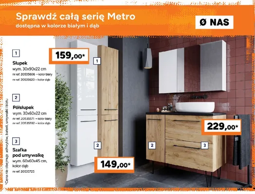Słupek łazienkowy Metro dąb promocja w Bricoman
