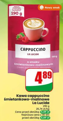 Kawa cappuccino śmietankowo-malinowe La Lucida promocja w Dino