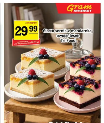 Ciasto sernik owoce leśne Tri Food promocja w Gram Market