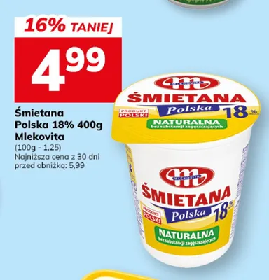 Śmietana polska Mlekovita 18% promocja w Hitpol