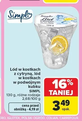 Lód w kostkach w podwójnym kubku Simpl promocja w Carrefour