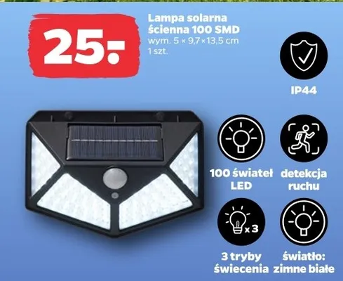 Lampa solarna ścienna 100 SMD promocja w Netto