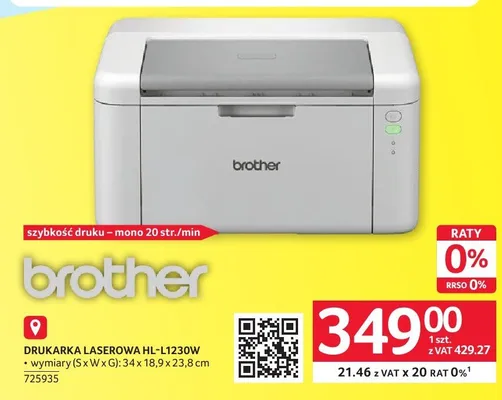 Drukarka laserowa Brother HL-L1230W promocja w Selgros