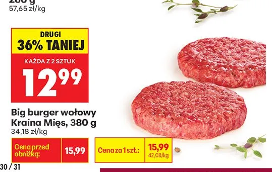 Big burger wołowy Kraina Mięs promocja w Biedronka