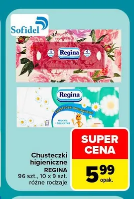 Chusteczki higieniczne Regina 10-pak promocja w Carrefour