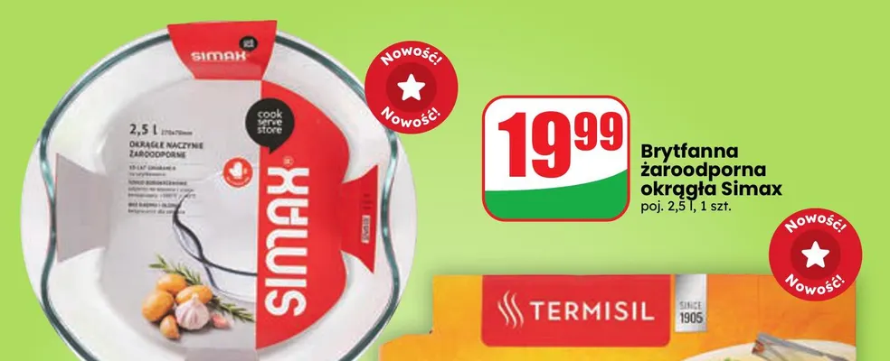 Brytfanna żaroodporna okrągła Simax 2,5 l promocja w Dino