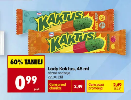 Lody Kaktus Sweet & Sour promocja w Biedronka