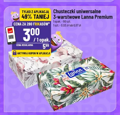 Chusteczki uniwersalne 3-warstwowe Lanna Premium promocja w POLOmarket