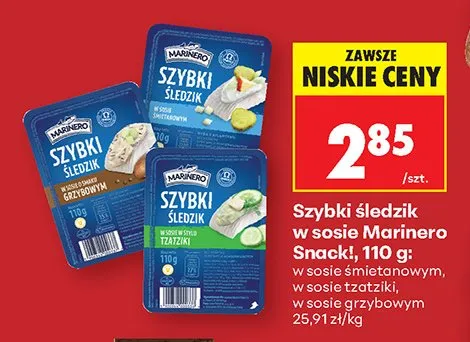 Szybki śledzik w sosie grzybowym Marinero Snack! promocja w Biedronka