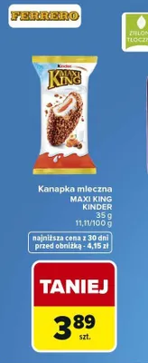 Kanapka mleczna Maxi King Kinder promocja w Carrefour
