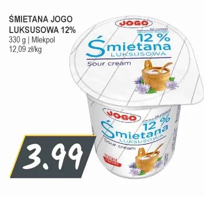 Śmietana Jogo luksusowa 12% promocja w Słoneczko