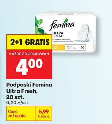 Podpaski Ultra Fresh 2+1 GRATIS promocja w Biedronka