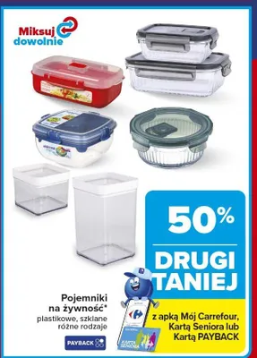 Pojemniki na żywność plastikowe, szklane różne rodzaje promocja w Carrefour