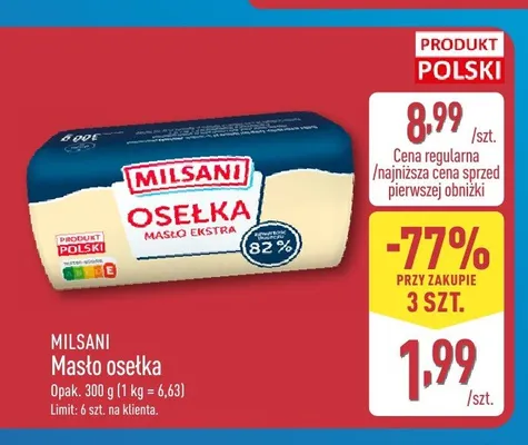 Masło osełka Milsani promocja w Aldi