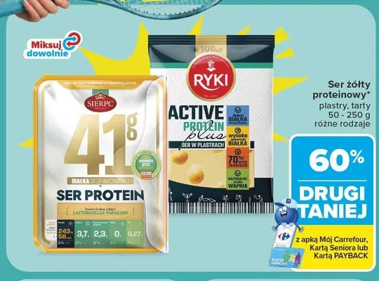 Ser żółty proteinowy plastry Ryki Active Protein Plus promocja w Carrefour