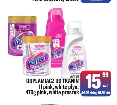 Odplamiacz do tkanin white płyn Vanish promocja w Tomi Markt