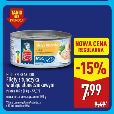 Filety z tuńczyka w oleju słonecznikowym Golden Seafood promocja w Aldi