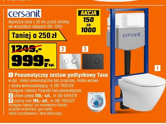Pneumatyczny zestaw podtynkowy Cersanit Taxo promocja w OBI