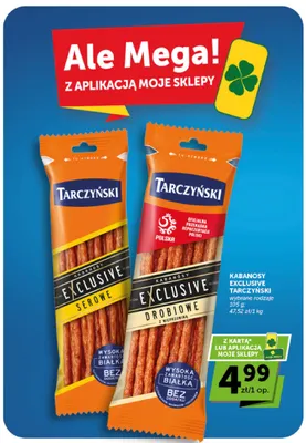 Kabanosy Exclusive drobiowe z wieprzowiną Tarczyński promocja w Groszek