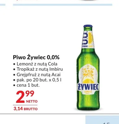 Piwo bezalkoholowe Żywiec Grejpfruż z nutą Acai promocja w Makro