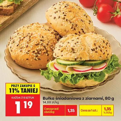 Bułka śniadaniowa z ziarnami Biedronka promocja w Biedronka