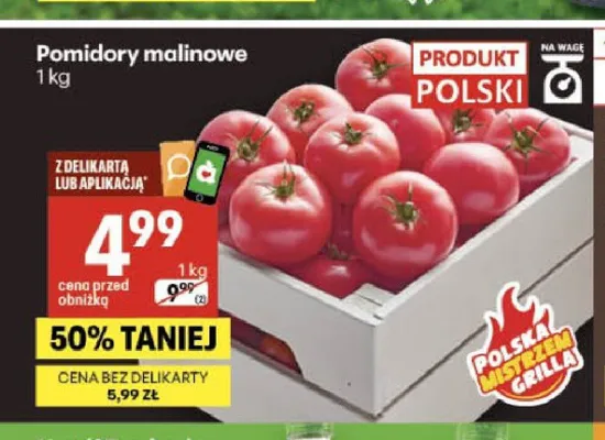 Pomidory malinowe promocja w Delikatesy Centrum