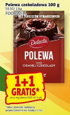 Polewa czekoladowa Delecta Foodwell smak ciemnej czekolady promocja w Prim Market