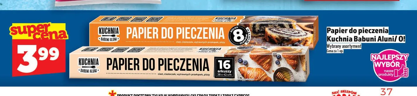Papier do pieczenia arkusze Kuchnia Babuni Aluni promocja w TOPAZ