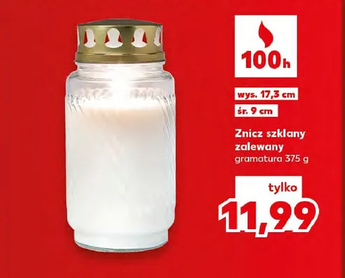 Znicz szklany zalewany promocja w Kaufland