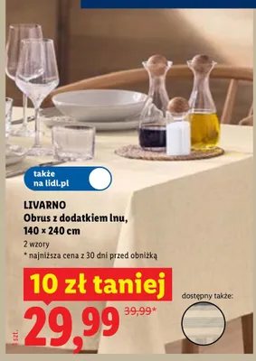 Obrus z dodatkiem lnu Livarno 140x240 cm promocja w Lidl