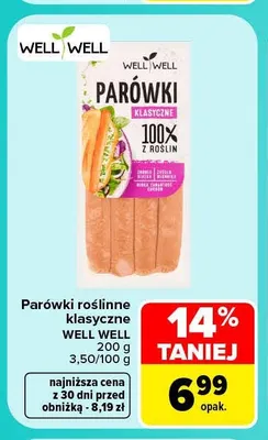 Parówki roślinne klasyczne Well promocja w Carrefour