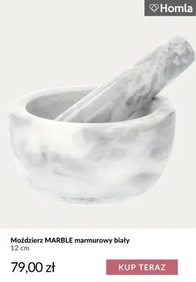 Moździerz Marble marmurowy biały 12 cm Homla promocja w Homla