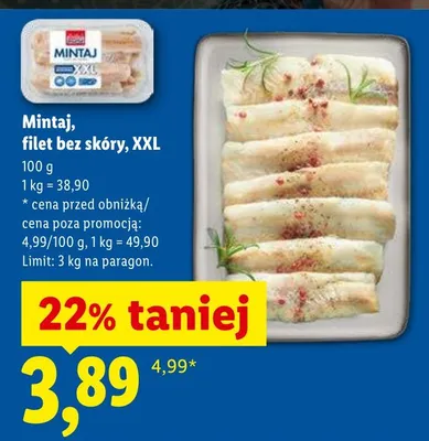 Mintaj filet bez skóry XXL promocja w Lidl