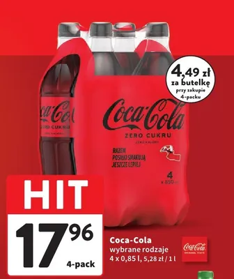 Napój Coca-Cola Zero Cukru 4-pack promocja w Intermarche