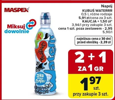 Napój Kubuś Waterrr różne rodzaje promocja w Carrefour Market