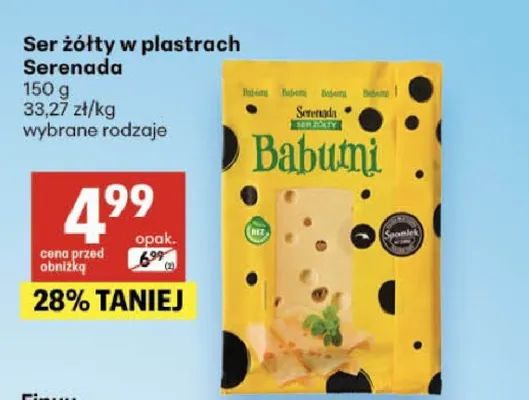 Ser żółty w plastrach Serenada Babumi promocja w Delikatesy Centrum